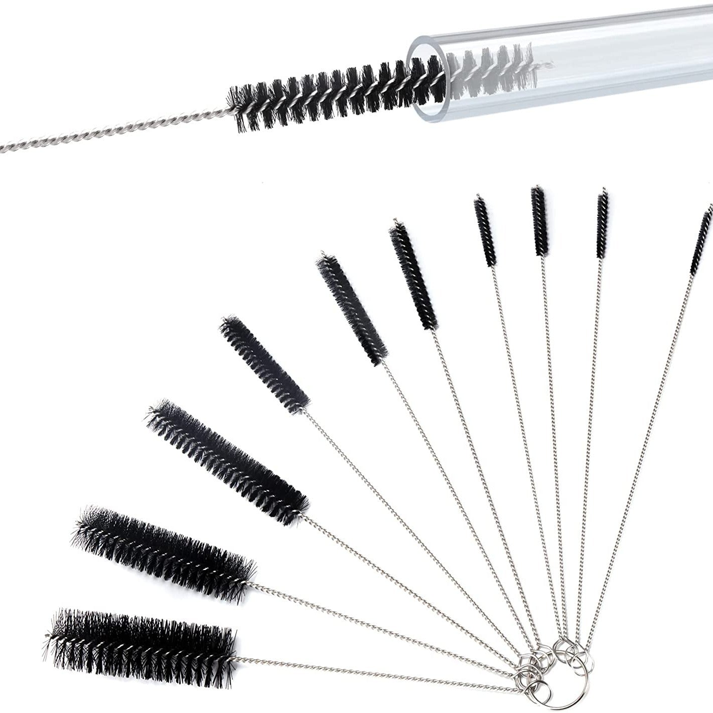 10pcs Tube Cleaning Brushes Wire Bottle Brush For Lab Tube Auto Parts