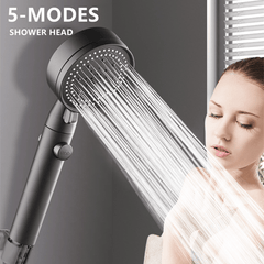 High Pressure Shower Head 5 Modes Adjustable With Hose Water Saving
