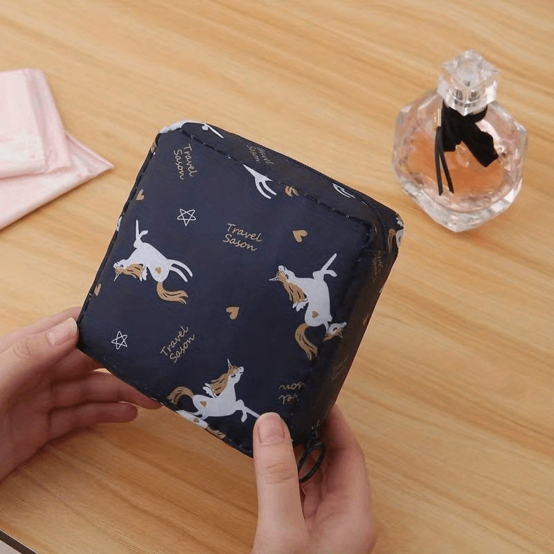 Girls Portable Cosmetic Lipstick Bag Makeup Bag Sanitary Pad Storage Bag