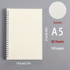 Coil Minimalist Student Notebook Blank Grid Spiral Work Notebook B5