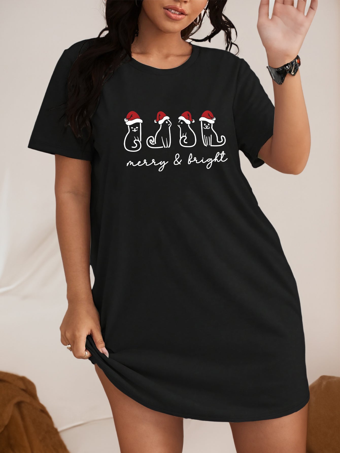  Christmas Lounge Dress Women's Casual Tee Nightdress