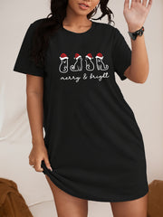  Christmas Lounge Dress Women's Casual Tee Nightdress
