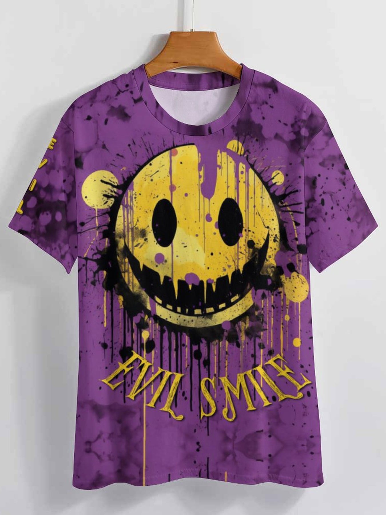 Men's 3D Graffiti Smile Graphic T shirt Casual Breathable Tee For Outdoor