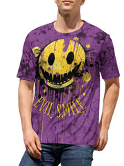 Men's 3D Graffiti Smile Graphic T shirt Casual Breathable Tee For Outdoor