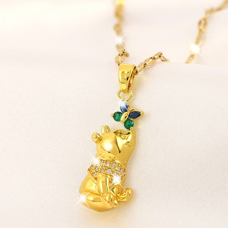 Girl's Copper Sloth Butterfly Pendant Necklace Charm