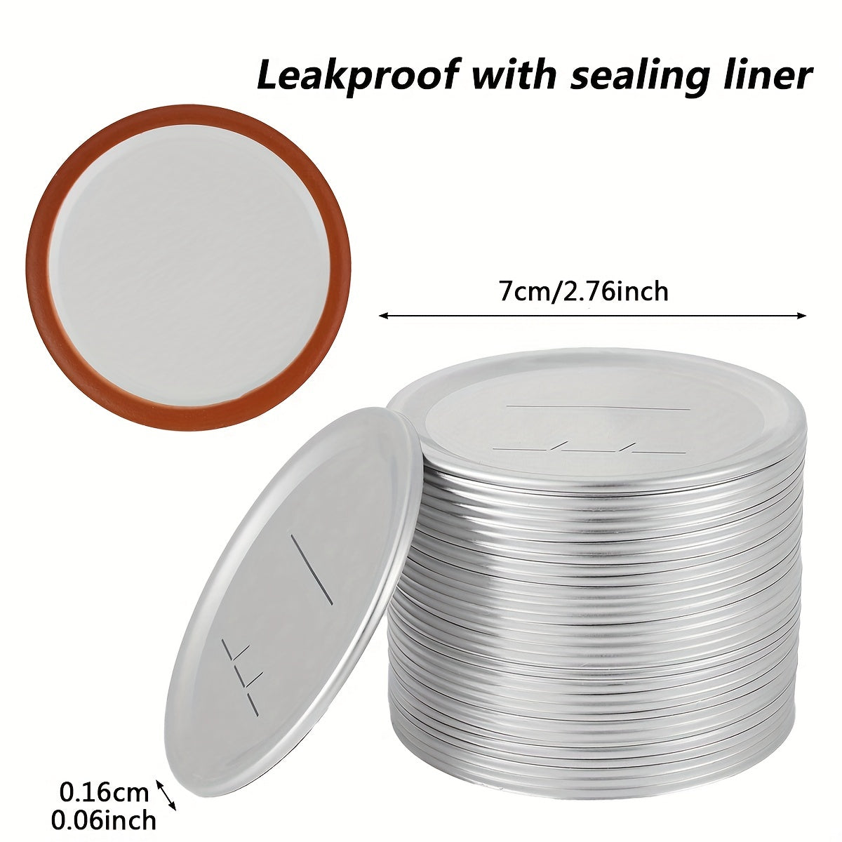 50pcs Airtight Regular Mouth Canning Lids For Mason Jars Reusable Tinplate Lids