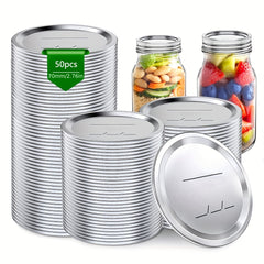 50pcs Airtight Regular Mouth Canning Lids For Mason Jars Reusable Tinplate Lids
