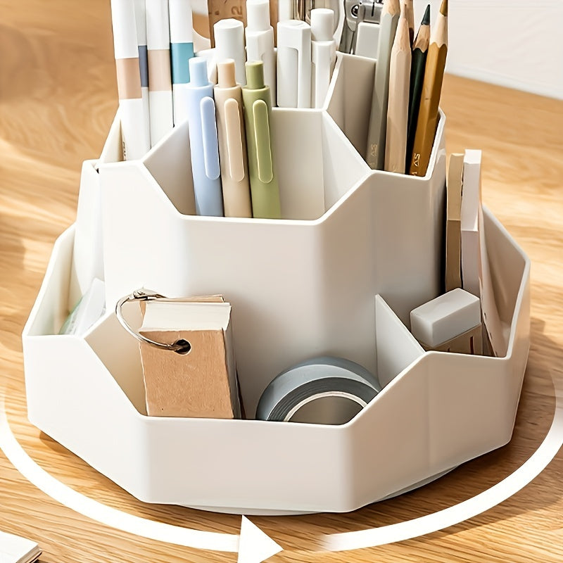Rotatable Desktop Organizer Pen Holder Office Stationery Storage Box
