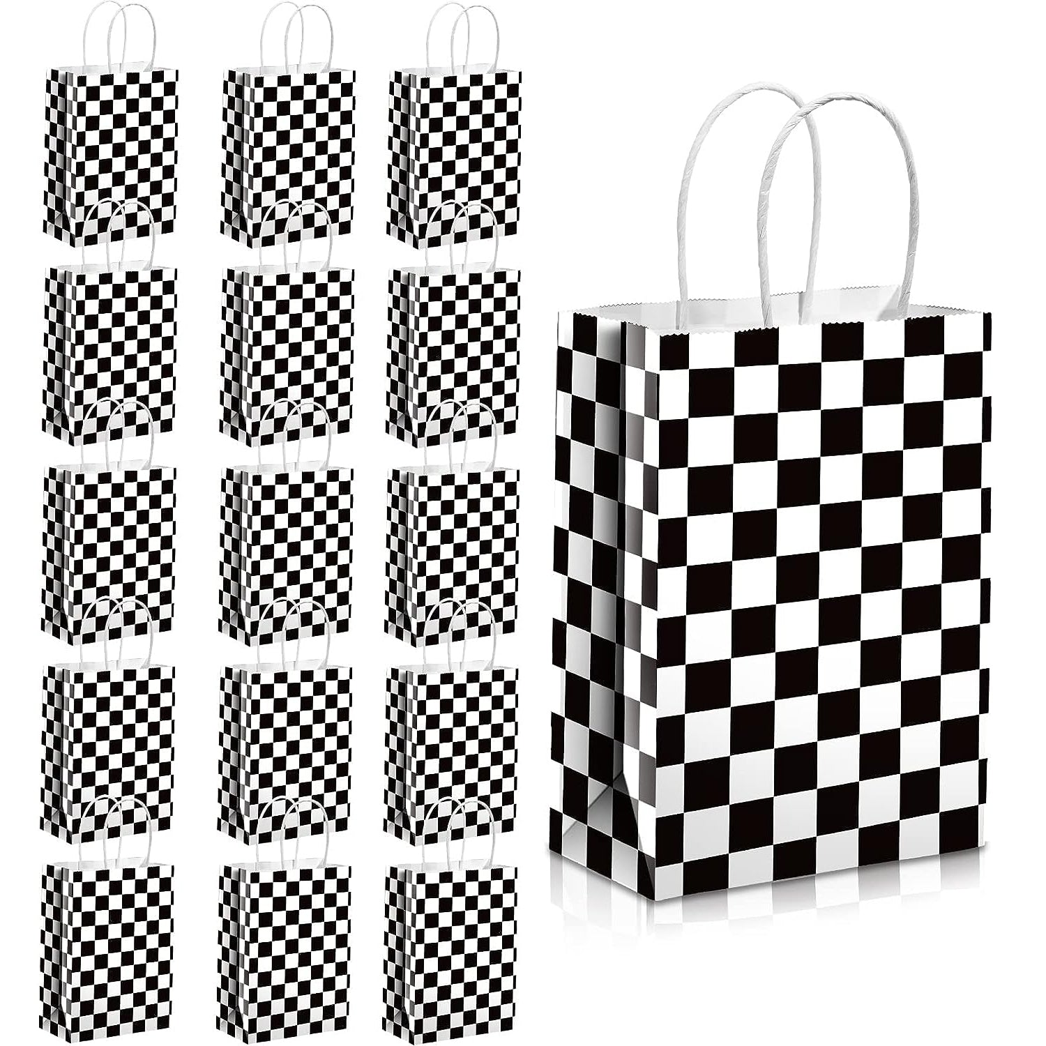 12pcs Checkered Racing Treat Bags Race Car Party Favors Bag