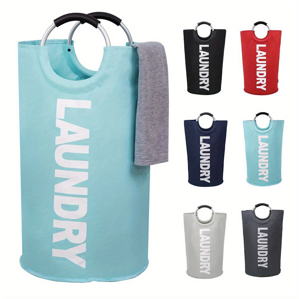 82L Laundry Basket Waterproof Laundry Hamper Padded Handles Collapsible