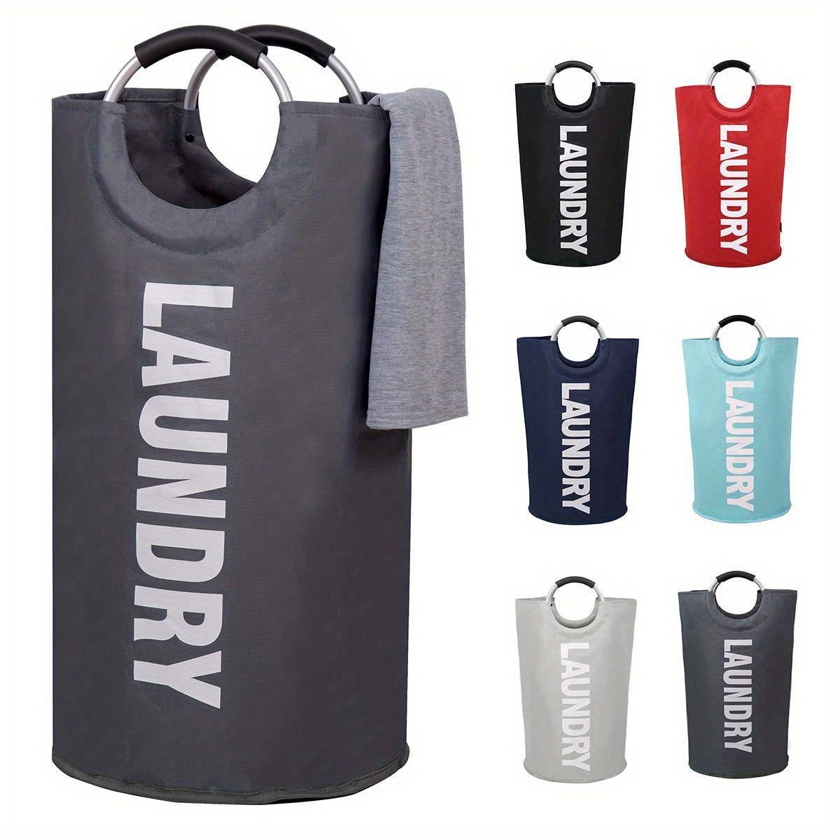 82L Laundry Basket Waterproof Laundry Hamper Padded Handles Collapsible