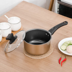 3 Pcs Nonstick Cookware Set with Glass Lid for Induction Cooker