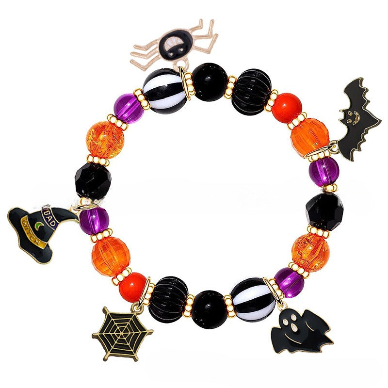 Halloween Bracelet Spooky Pumpkin Stretch Beaded Bracelet