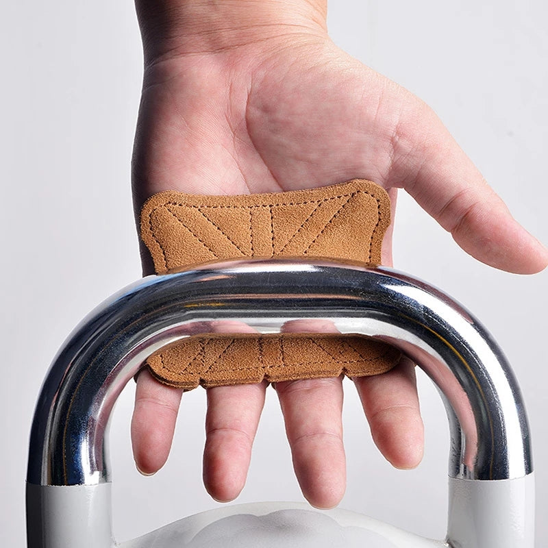 Leather Weight Lifting Gloves Grip Pads Pull Ups Weightlifting G