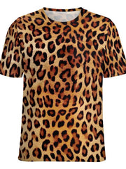 Men's 3D Leopard Print T shirt Casual Stretch Tee