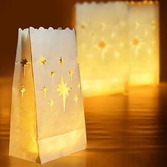 20pcs Christmas Luminary Bags Stars Flame Resistant Candle Bags