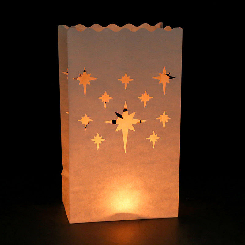 20pcs Christmas Luminary Bags Stars Flame Resistant Candle Bags