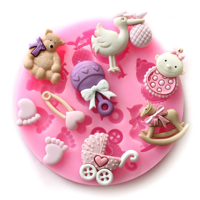 1pc Baby Stuff Fondant Mold 3D Silicone Mold Candy Mold for Cake Decorating