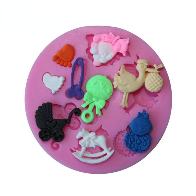 1pc Baby Stuff Fondant Mold 3D Silicone Mold Candy Mold for Cake Decorating