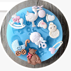 1pc Baby Stuff Fondant Mold 3D Silicone Mold Candy Mold for Cake Decorating