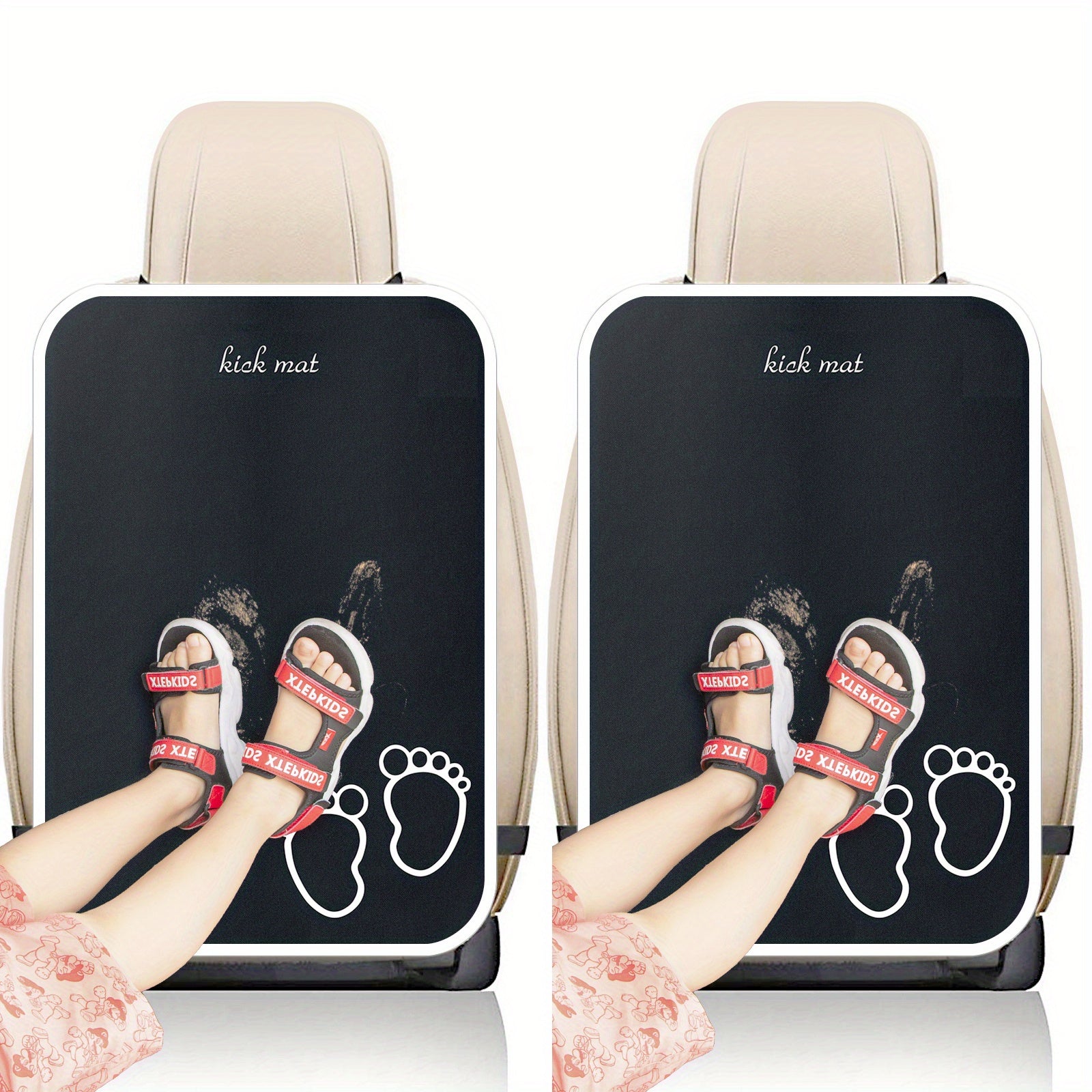 2pcs Waterproof Car Kick Mats & 1pc Car Seat Protection Pad