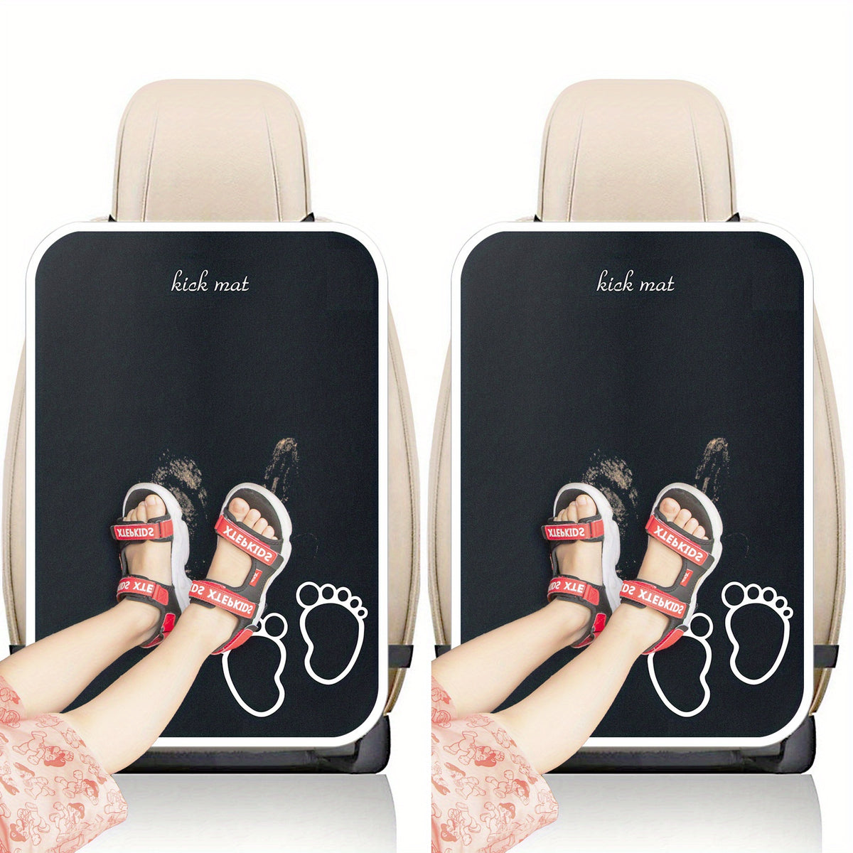 2pcs Waterproof Car Kick Mats & 1pc Car Seat Protection Pad
