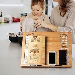 Bamboo Book Stand Cookbook Holder Reading Desk Bookrest