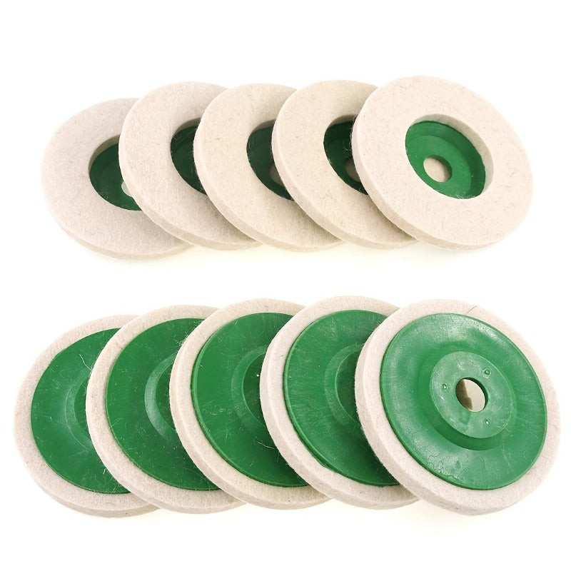 10pcs Mirror Polishing Wheel High Density Fine Wool Pad For Grinding & Buffing