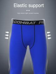 Men's Solid Sports Leggings High Stretch Compression Pants