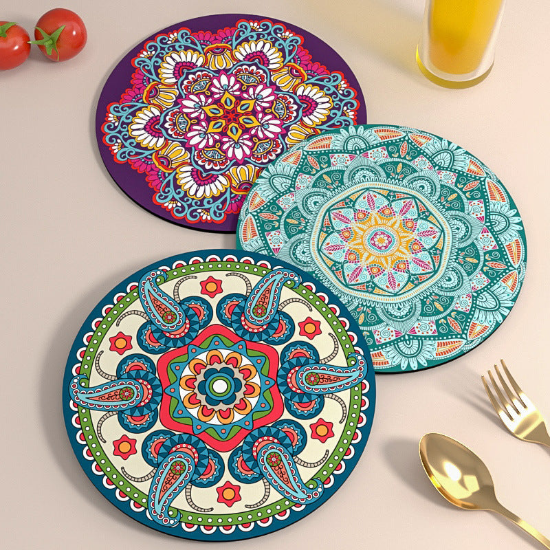 Ethnic Style Rubber Coaster Heat Resistant Tea Mat