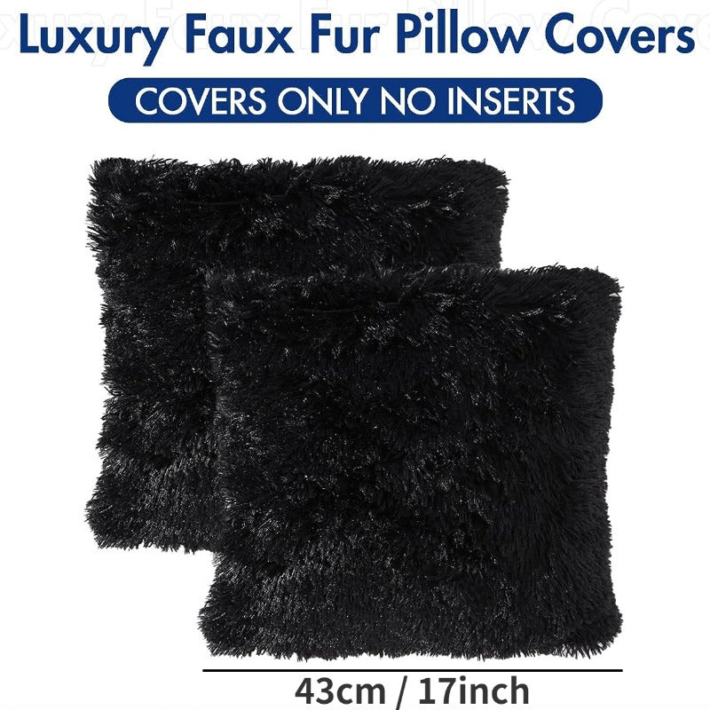 2 Pack Faux Fur Throw Pillow Cover for Fall Decor