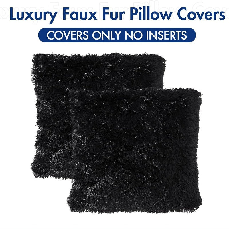 2 Pack Faux Fur Throw Pillow Cover for Fall Decor