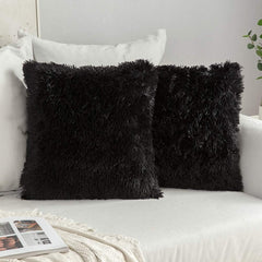 2 Pack Faux Fur Throw Pillow Cover for Fall Decor