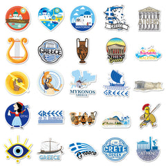 50pcs Greek Stickers Outdoor Travel DIY Luggage Waterproof Stickers