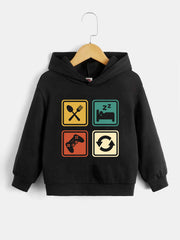 Boys Game Repeat Print Hoodies Long Sleeve Sweatshirt