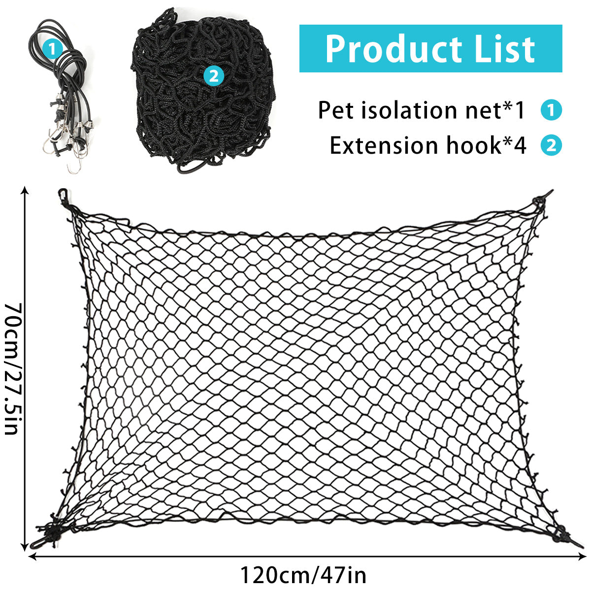 Car Dog Barrier Net Durable Safety Reusable Foldable Fence
