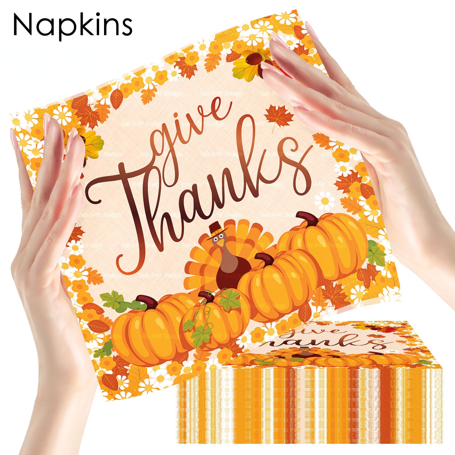 20pcs Thanksgiving Turkey Element Napkin Pumpkin Paper Towel Decorations