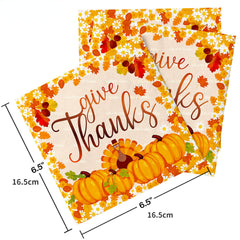 20pcs Thanksgiving Turkey Element Napkin Pumpkin Paper Towel Decorations