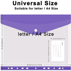 12pcs A4 Binder Pocket Plastic Envelopes Binder Folders 11 Holes