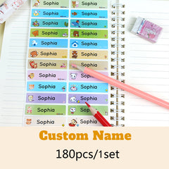 Personalized Cartoon Name Stickers Waterproof Tags Labels