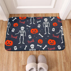Halloween Skull Pumpkin Floor Mat Non Slip Bath Rug Machine Washable
