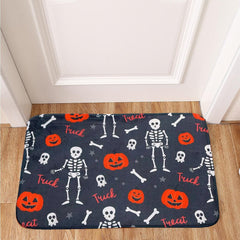 Halloween Skull Pumpkin Floor Mat Non Slip Bath Rug Machine Washable