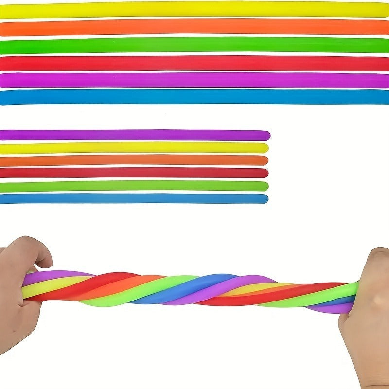 12pcs Stress Relief Fidget Toys for Kids & Adults Soft Glue Elastic Rope