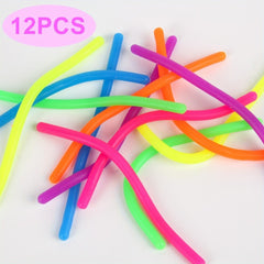12pcs Stress Relief Fidget Toys for Kids & Adults Soft Glue Elastic Rope