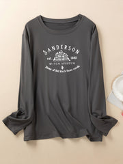  Museum & Letter Print Long Sleeve Top