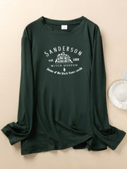  Museum & Letter Print Long Sleeve Top