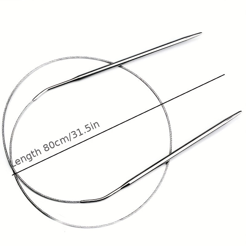 11pcs Stainless Circular Knitting Needles Crochet Weaving Pins Needlework Tools