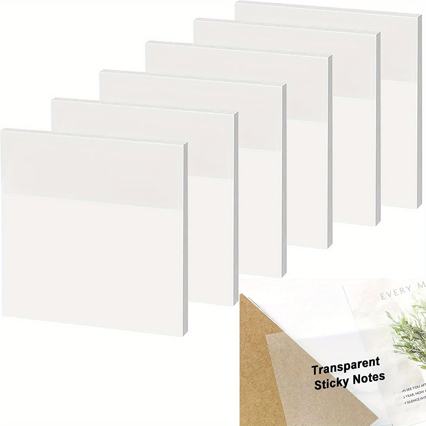 200pcs Translucent Sticky Notes 7.62x7.62 cm Self-Adhesive Clear
