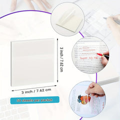 200pcs Translucent Sticky Notes 7.62x7.62 cm Self-Adhesive Clear