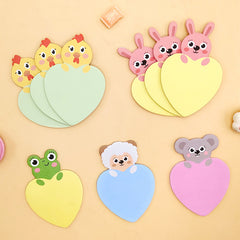 2pcs Cartoon Animal Notes Heartfelt Student Messages Sticky Notes